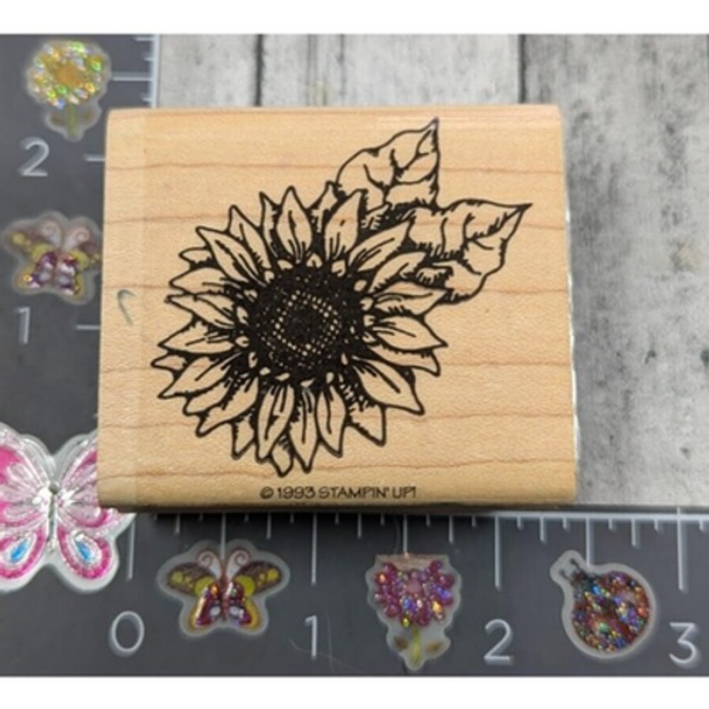 Stampin' Up! Sunflower Detailed 1993 Rubber Stamp Wood #B36